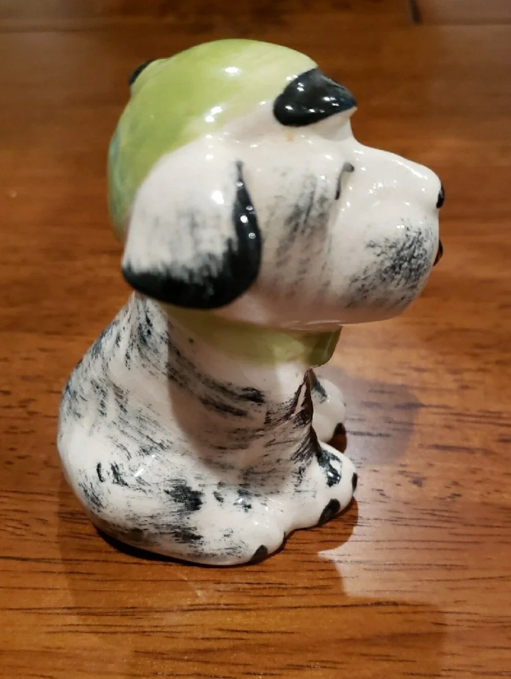 Vintage Ceramic Dog Figurine with Green Beret and Pipe